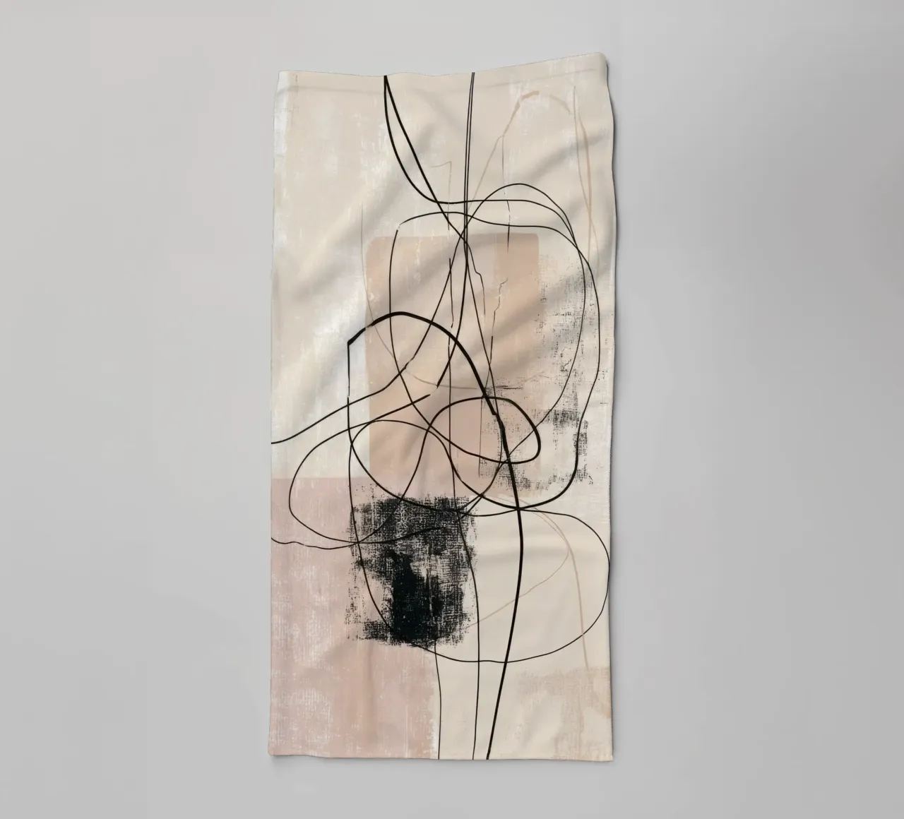 Abstract Minimalist Lines with Textured Neutral Blocks towel by Artbyvo