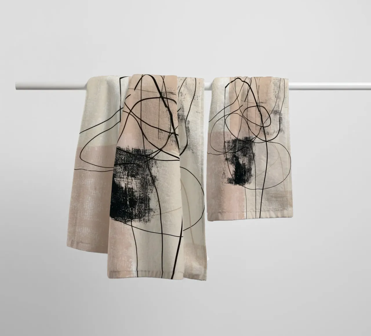 Abstract Minimalist Lines with Textured Neutral Blocks towel by Artbyvo