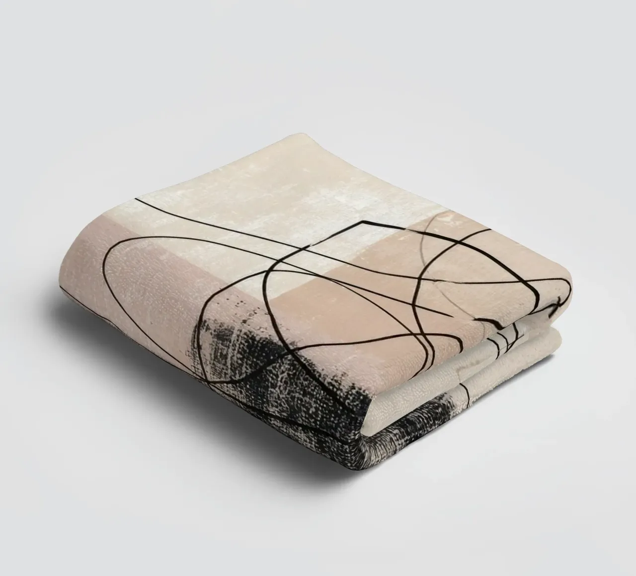 Abstract Minimalist Lines with Textured Neutral Blocks towel by Artbyvo