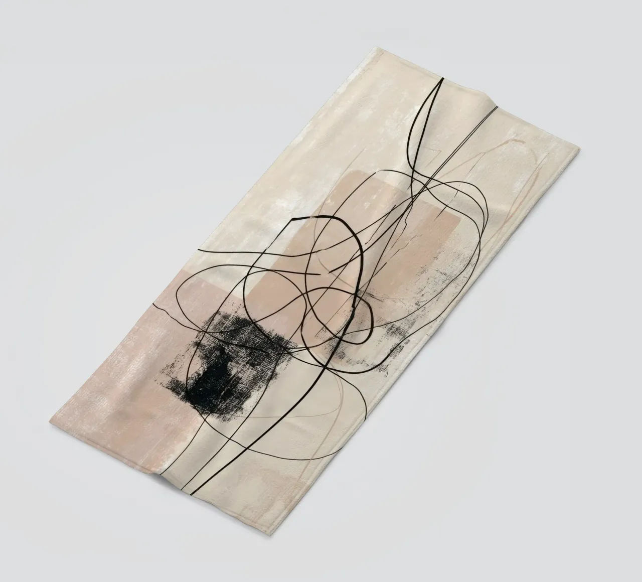 Abstract Minimalist Lines with Textured Neutral Blocks beach towel by Artbyvo