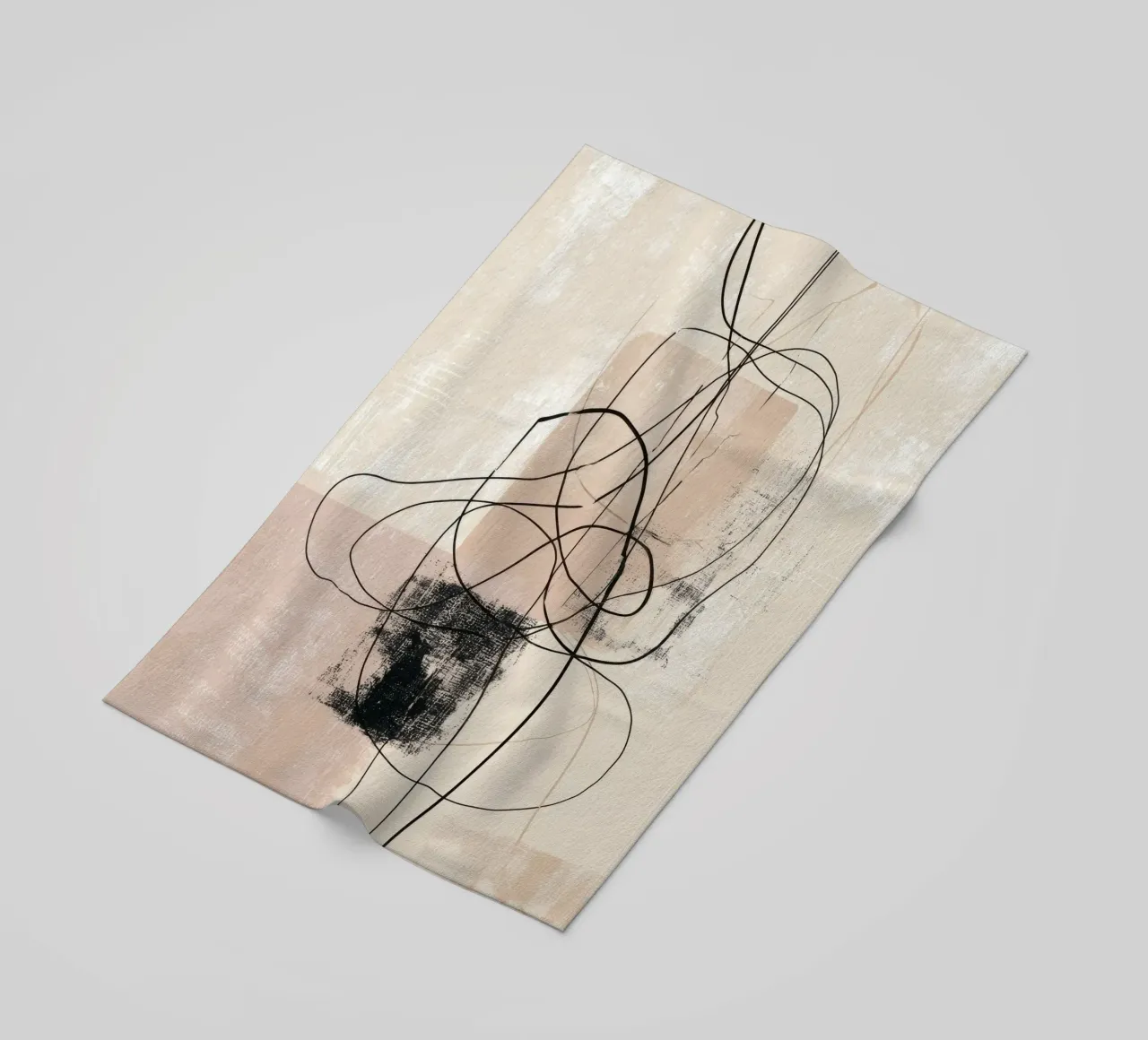 Abstract Minimalist Lines with Textured Neutral Blocks beach towel by Artbyvo