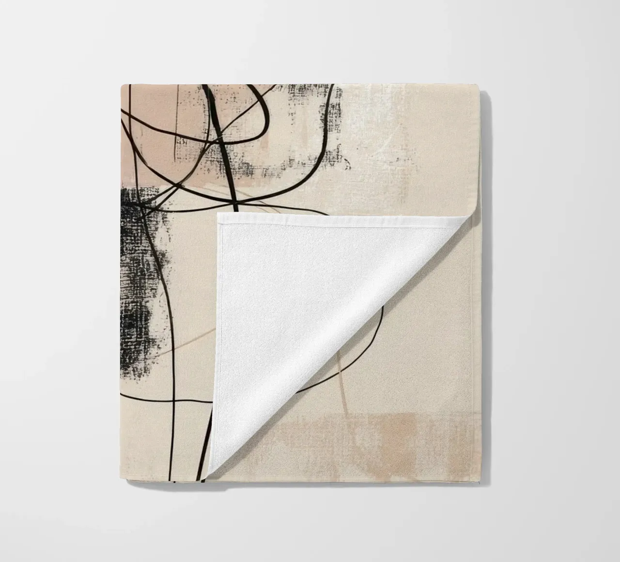 Abstract Minimalist Lines with Textured Neutral Blocks beach towel by Artbyvo