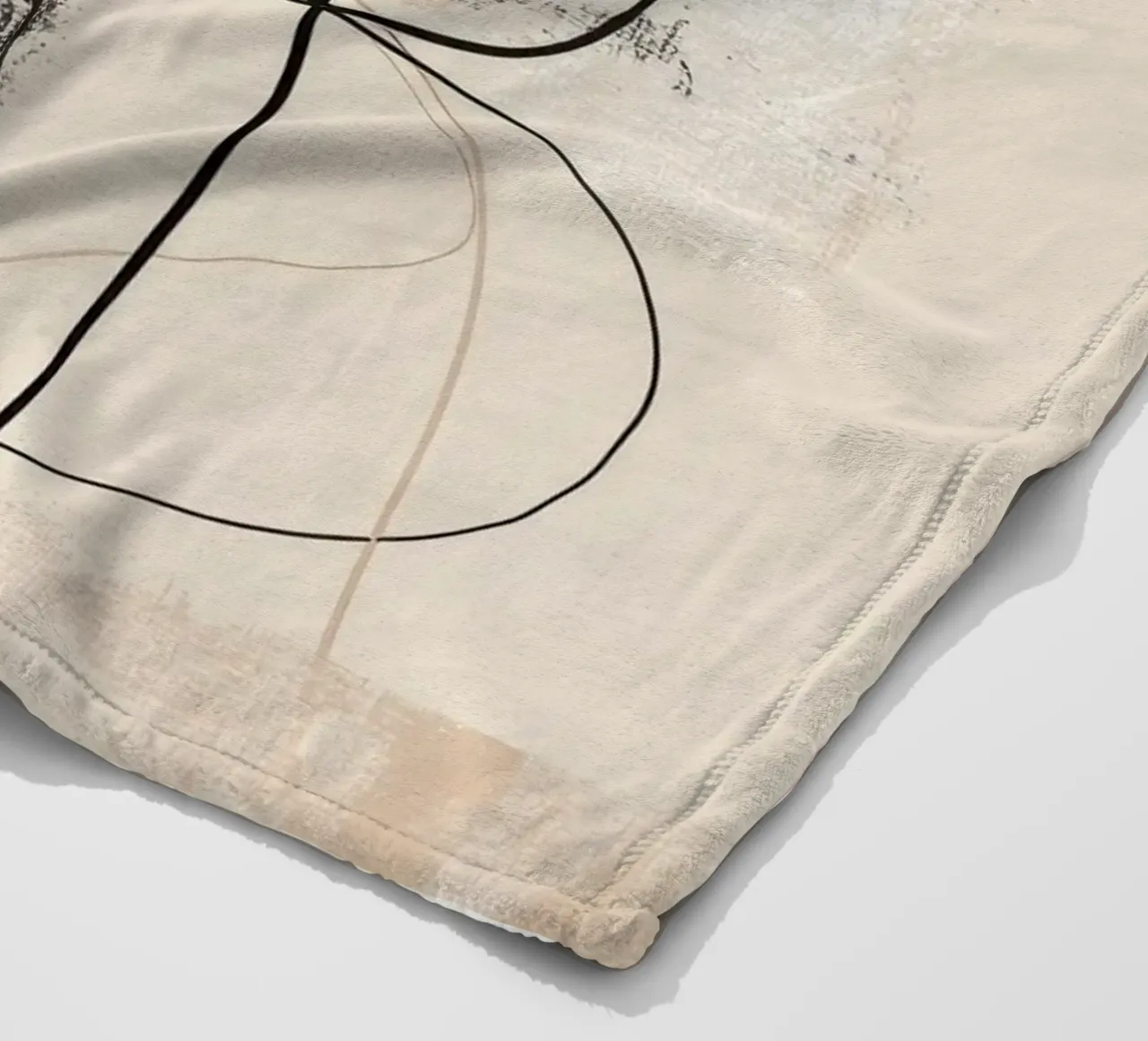 Abstract Minimalist Lines with Textured Neutral Blocks fleece blanket by Artbyvo