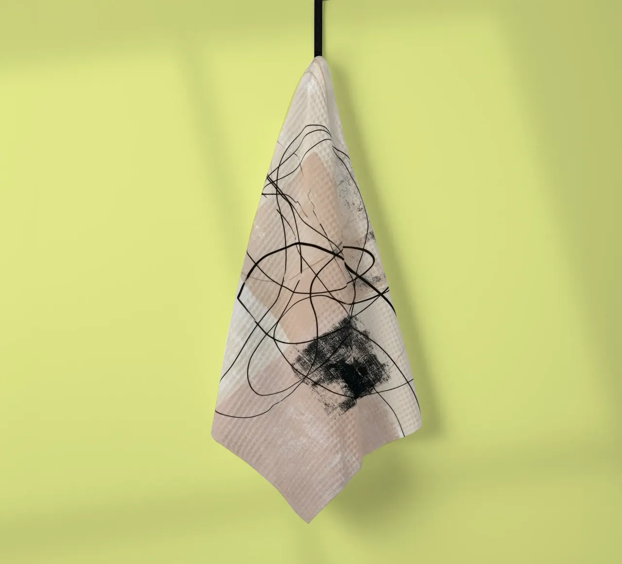 Abstract Minimalist Lines with Textured Neutral Blocks tea towel by Artbyvo