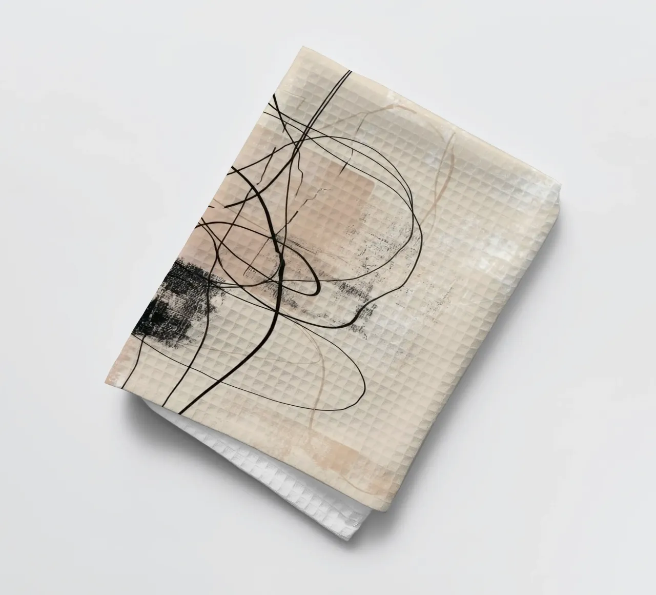 Abstract Minimalist Lines with Textured Neutral Blocks tea towel by Artbyvo
