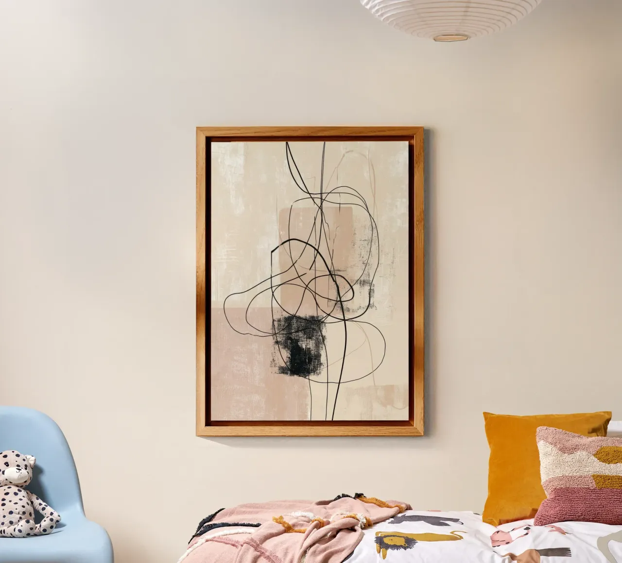 Abstract Minimalist Lines with Textured Neutral Blocks alu-dibond by Artbyvo