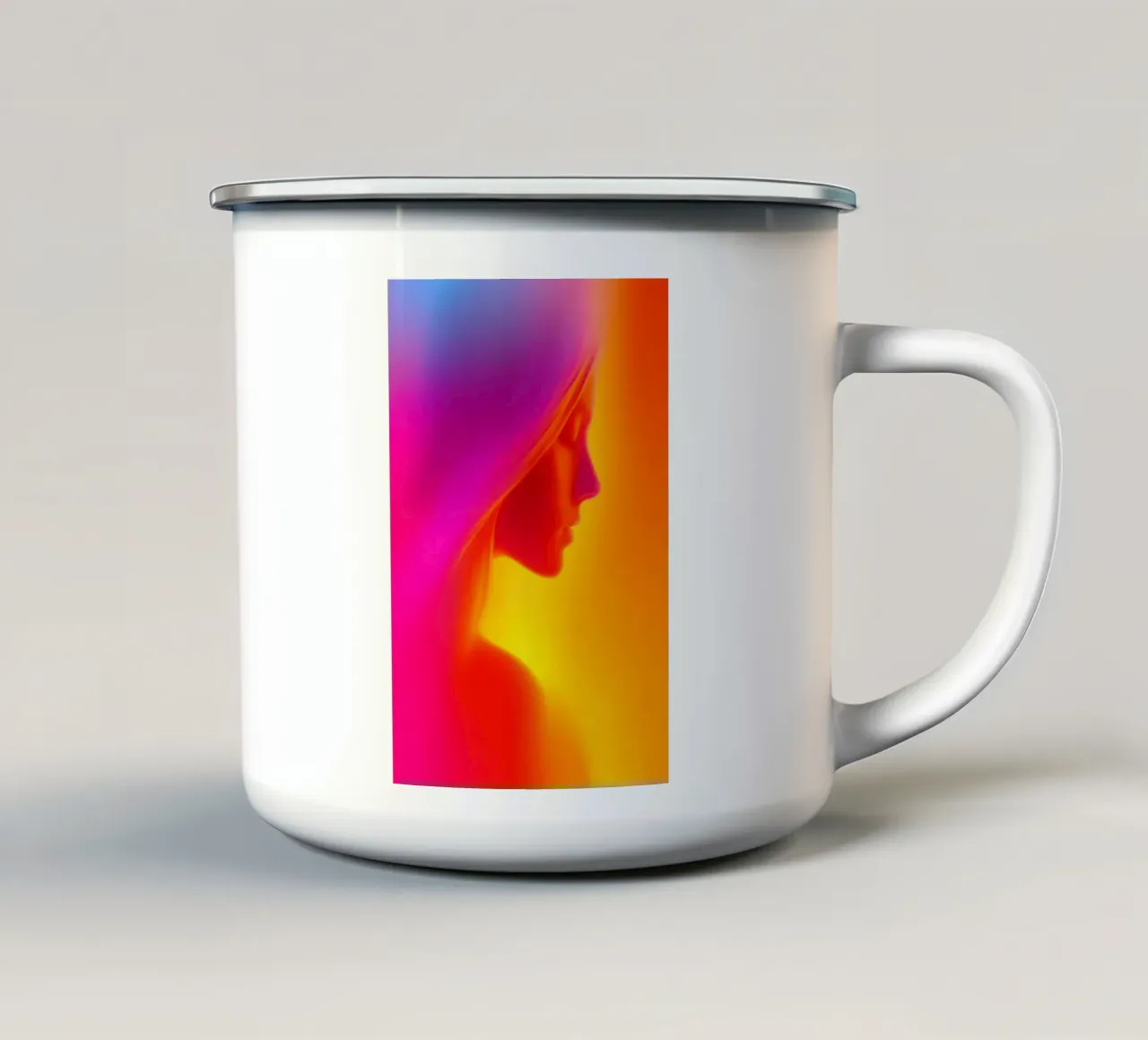 Ritratto di donna | Un tripudio di colori come in un sogno tazza in smalto da Autofocus