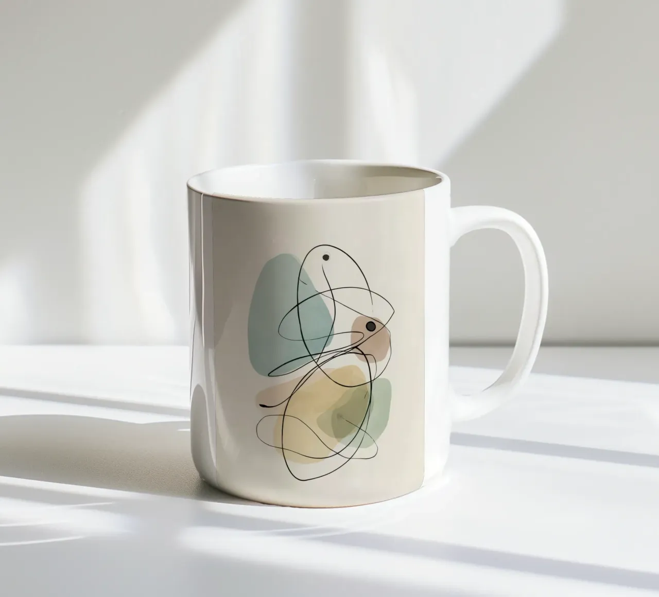 Abstract Minimalist Lines with Soft Color Shapes ceramic mug by Artbyvo