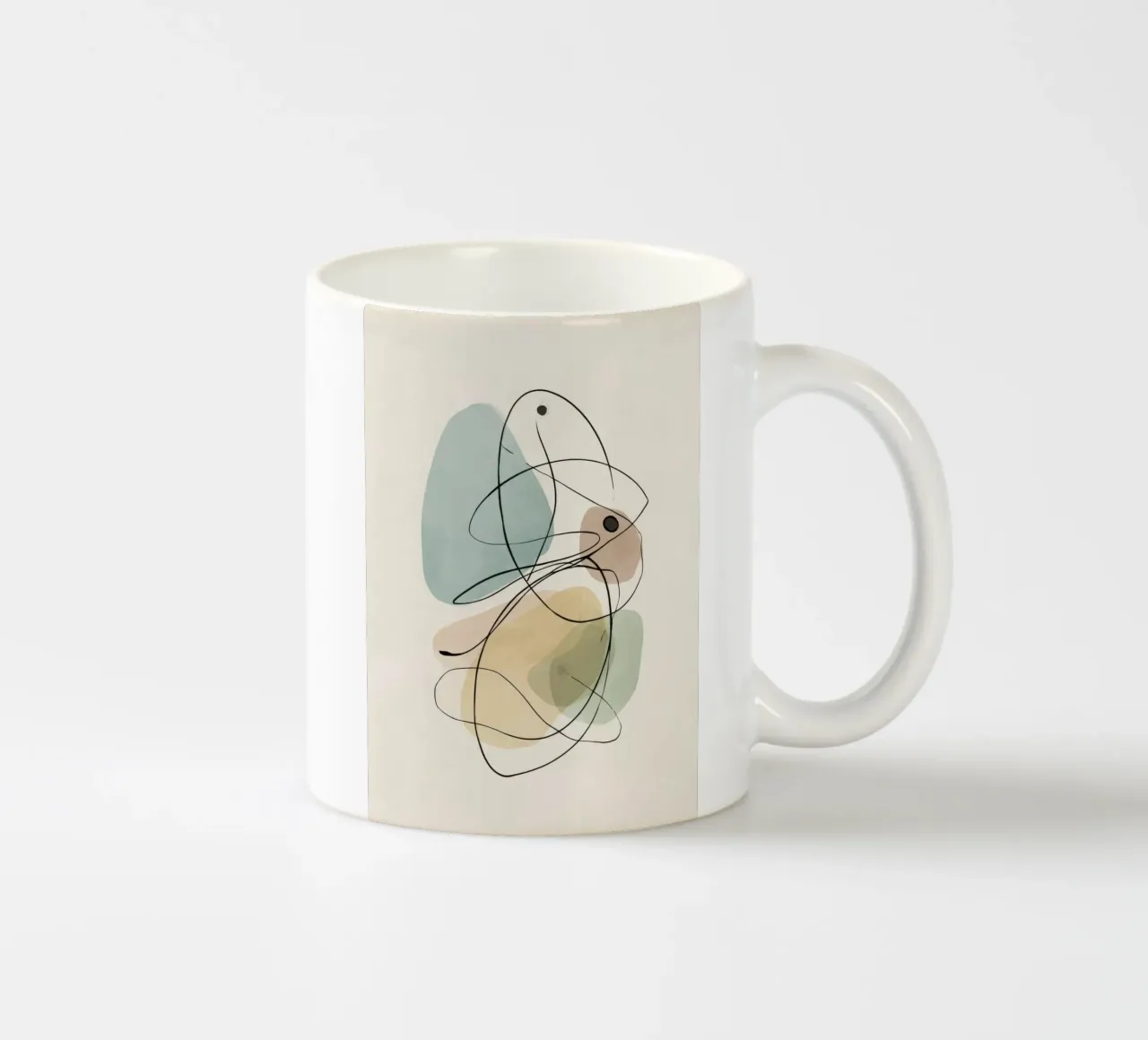 Abstract Minimalist Lines with Soft Color Shapes ceramic mug by Artbyvo