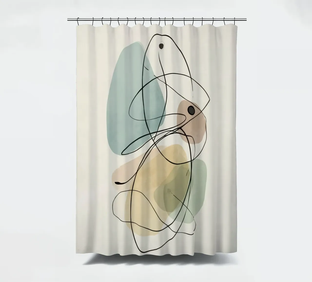 Abstract Minimalist Lines with Soft Color Shapes shower curtain by Artbyvo