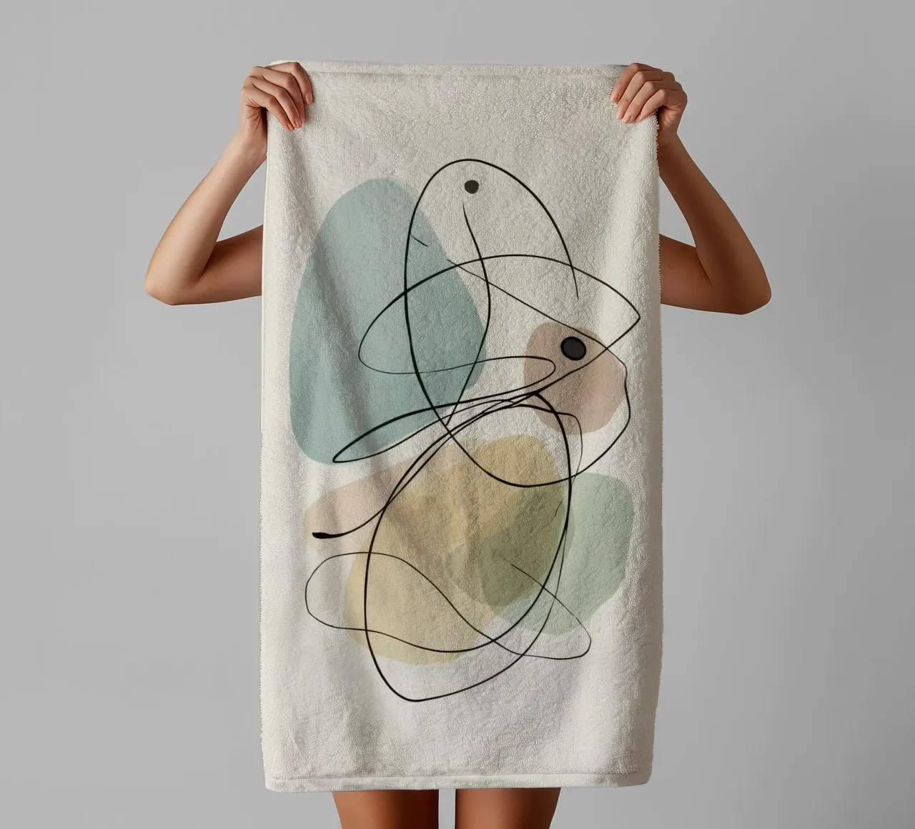 Abstract Minimalist Lines with Soft Color Shapes towel by Artbyvo