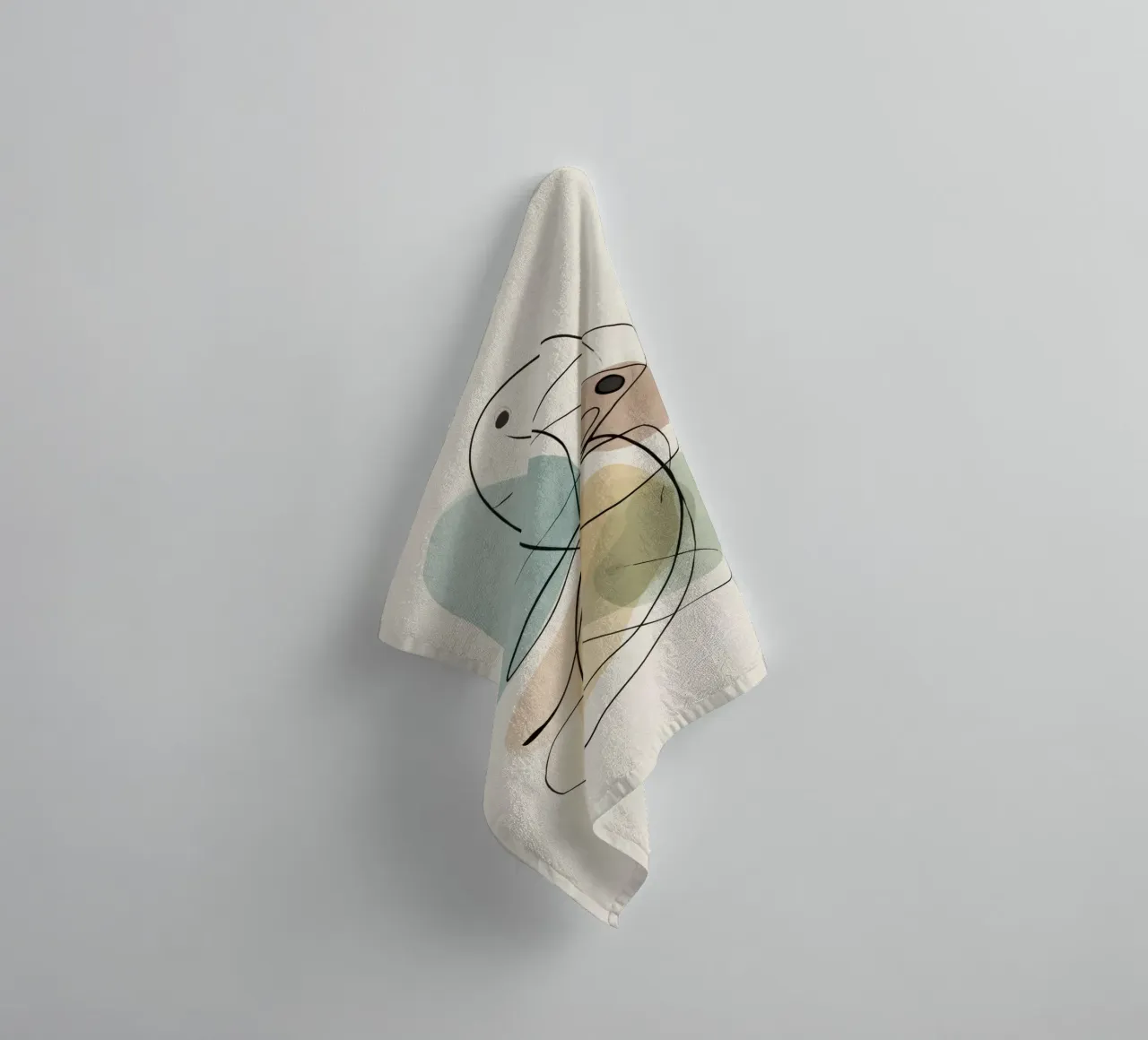 Abstract Minimalist Lines with Soft Color Shapes towel by Artbyvo