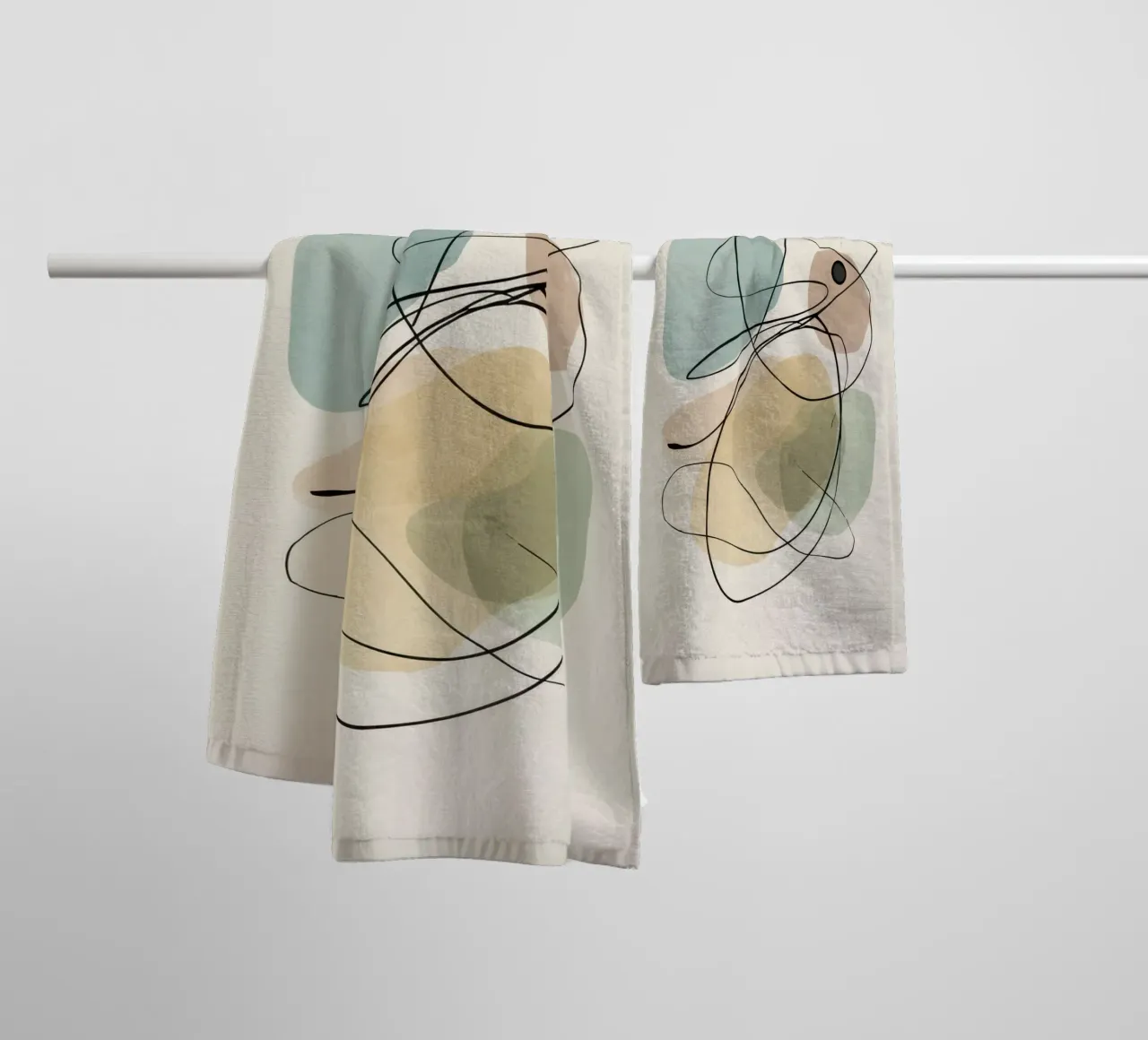 Abstract Minimalist Lines with Soft Color Shapes towel by Artbyvo