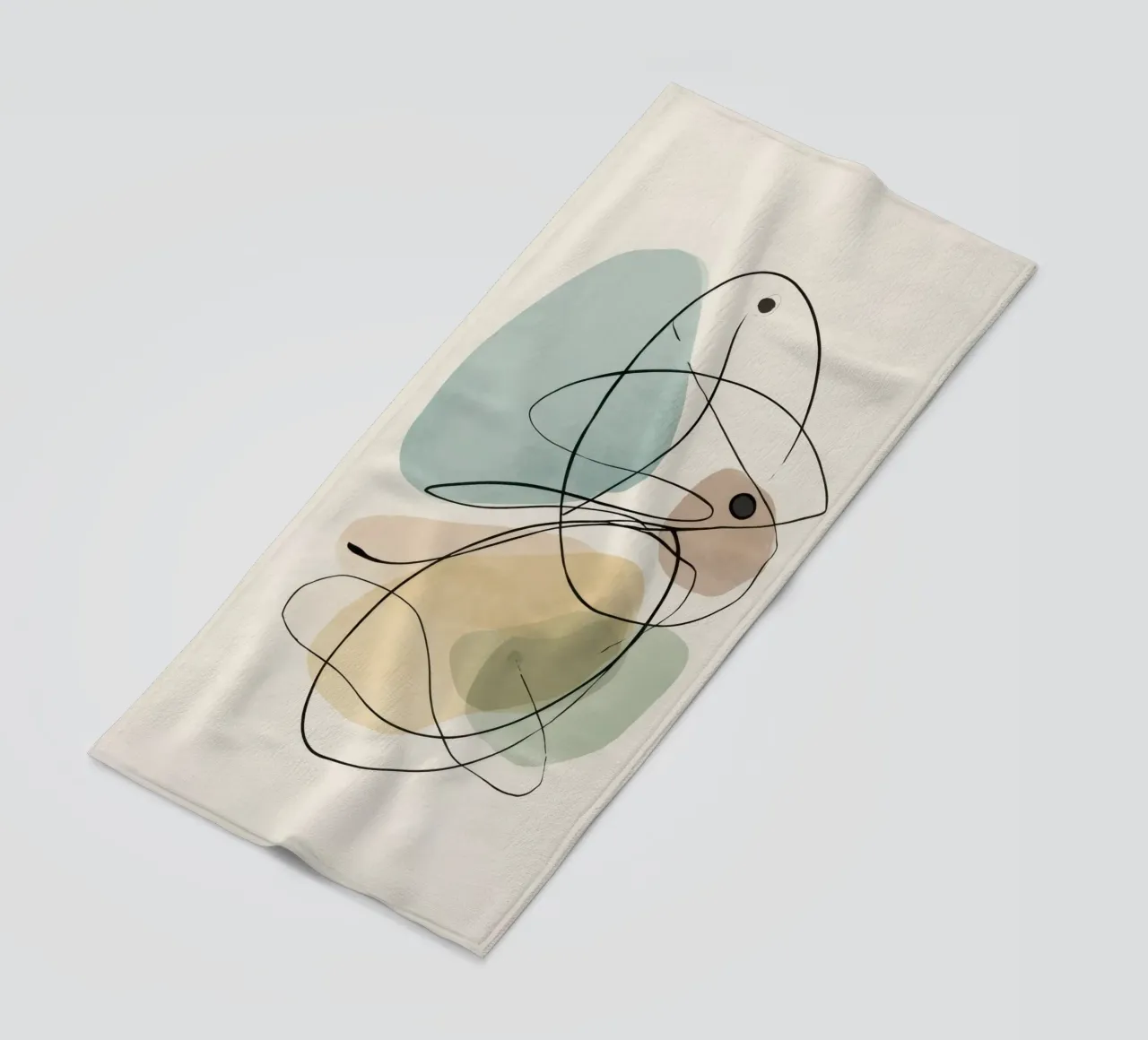 Abstract Minimalist Lines with Soft Color Shapes beach towel by Artbyvo