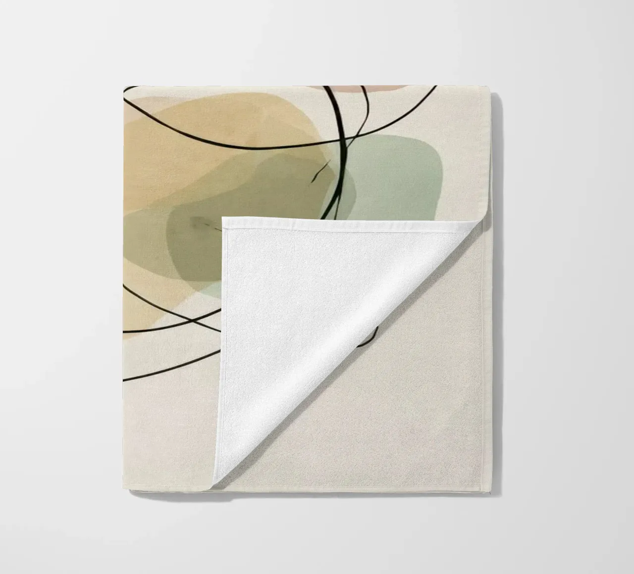 Abstract Minimalist Lines with Soft Color Shapes beach towel by Artbyvo