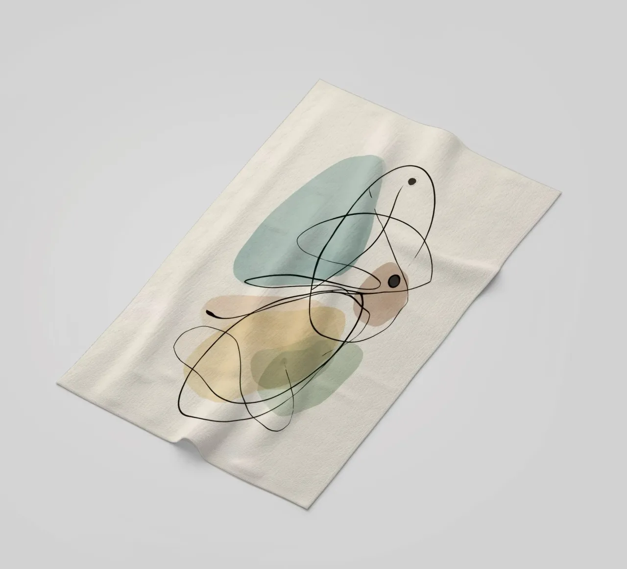 Abstract Minimalist Lines with Soft Color Shapes beach towel by Artbyvo