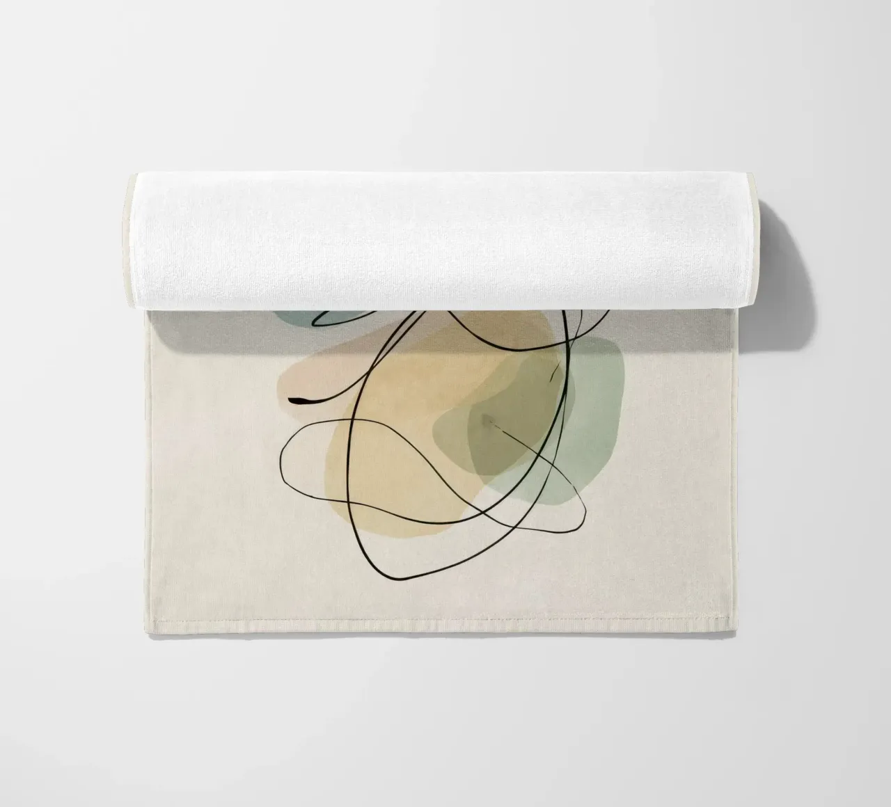 Abstract Minimalist Lines with Soft Color Shapes beach towel by Artbyvo