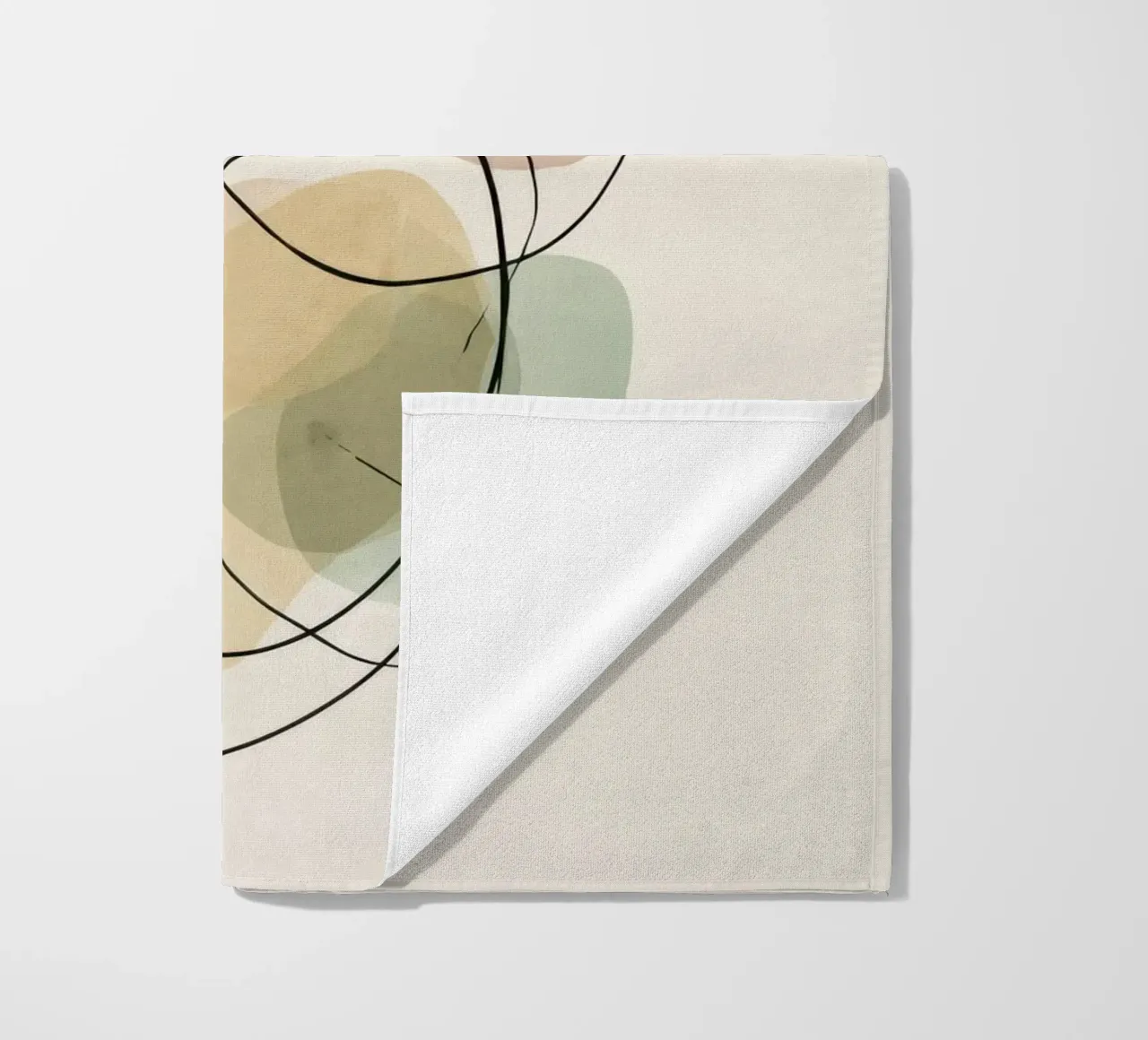 Abstract Minimalist Lines with Soft Color Shapes beach towel by Artbyvo