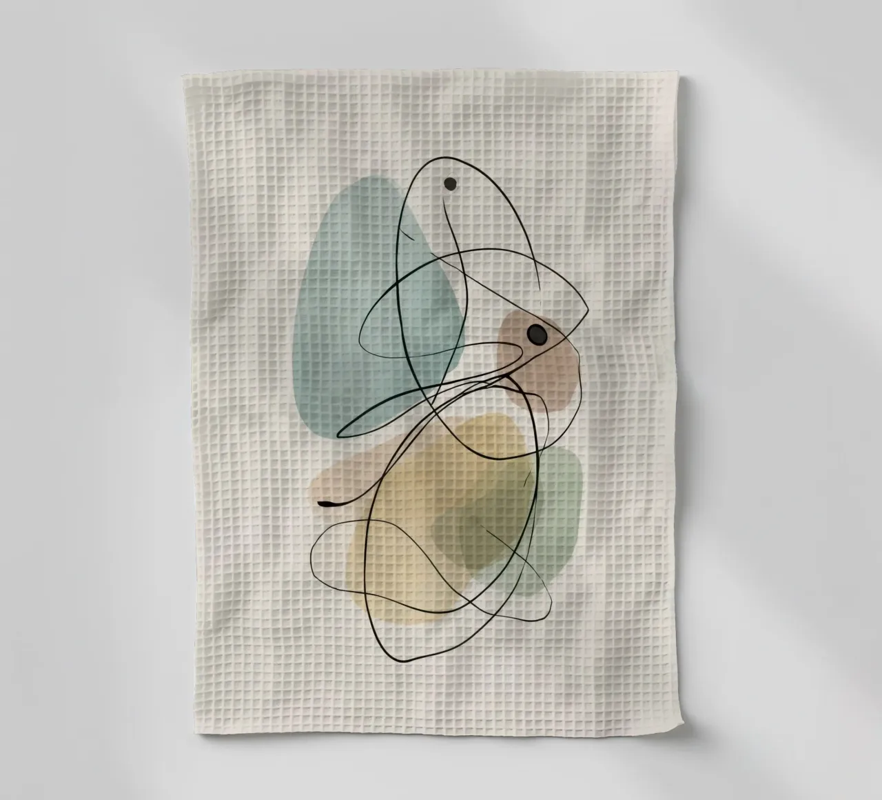 Abstract Minimalist Lines with Soft Color Shapes tea towel by Artbyvo