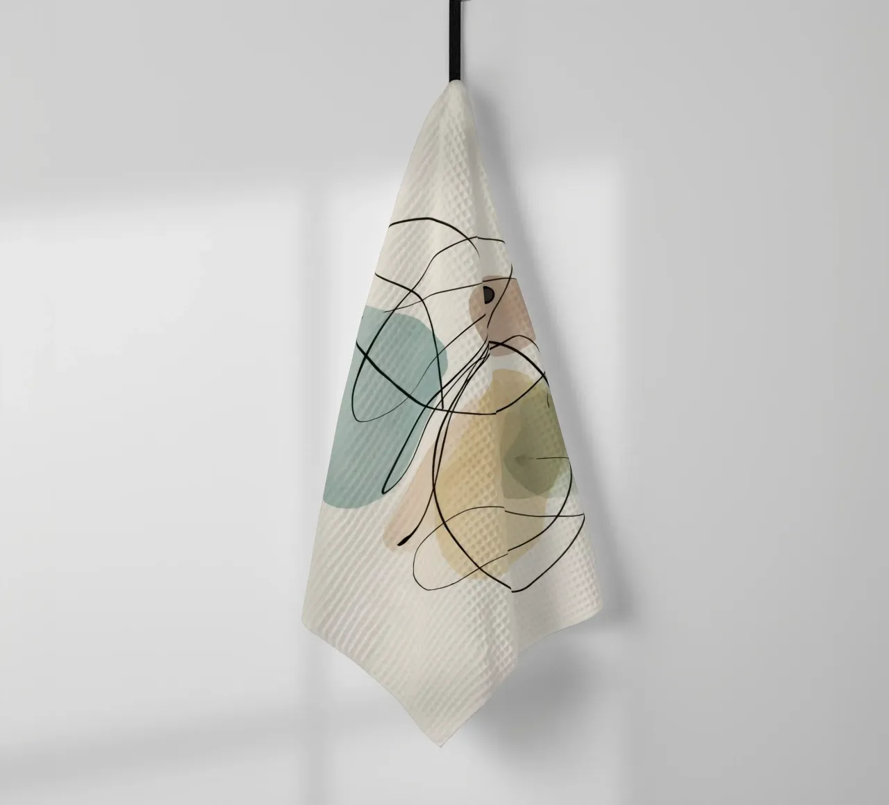 Abstract Minimalist Lines with Soft Color Shapes tea towel by Artbyvo