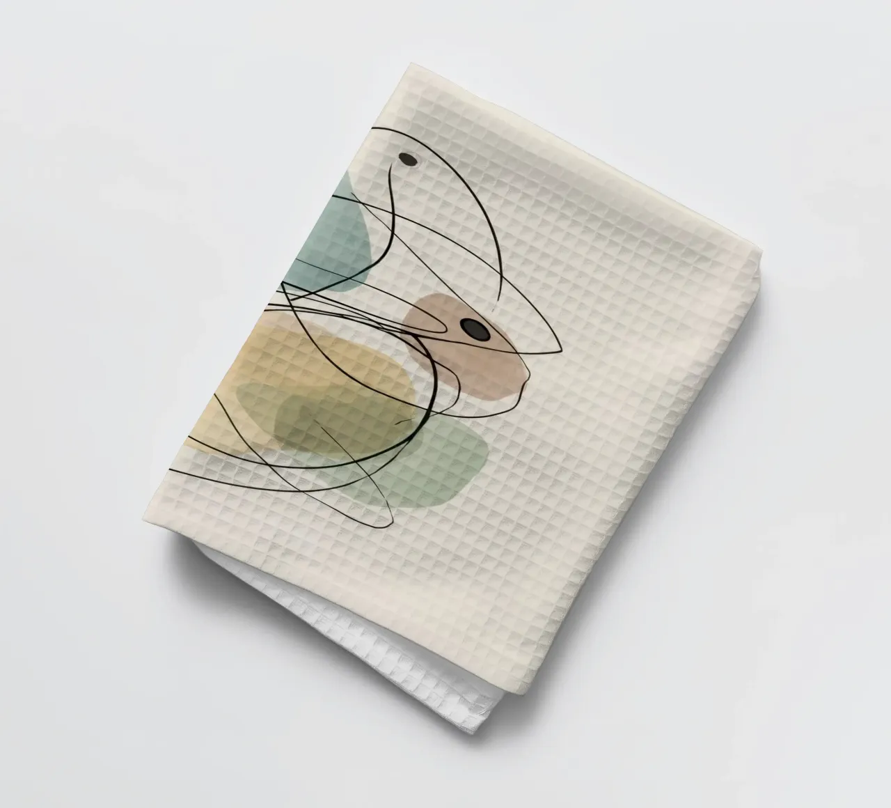 Abstract Minimalist Lines with Soft Color Shapes tea towel by Artbyvo