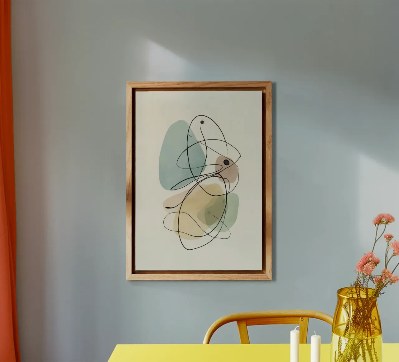 Abstract Minimalist Lines with Soft Color Shapes alu-dibond by Artbyvo