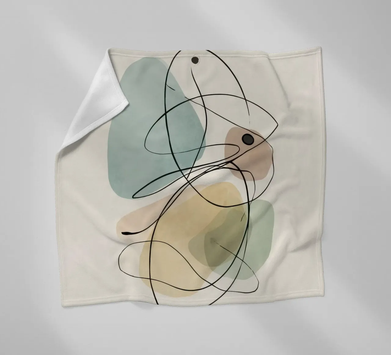 Abstract Minimalist Lines with Soft Color Shapes fleece blanket by Artbyvo