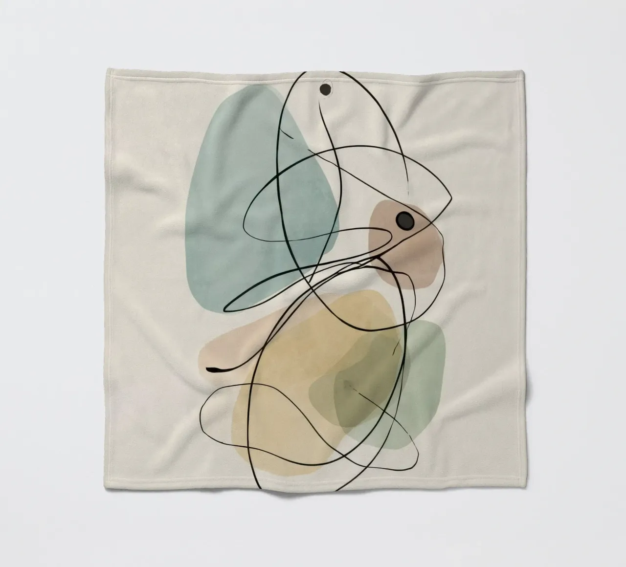Abstract Minimalist Lines with Soft Color Shapes fleece blanket by Artbyvo