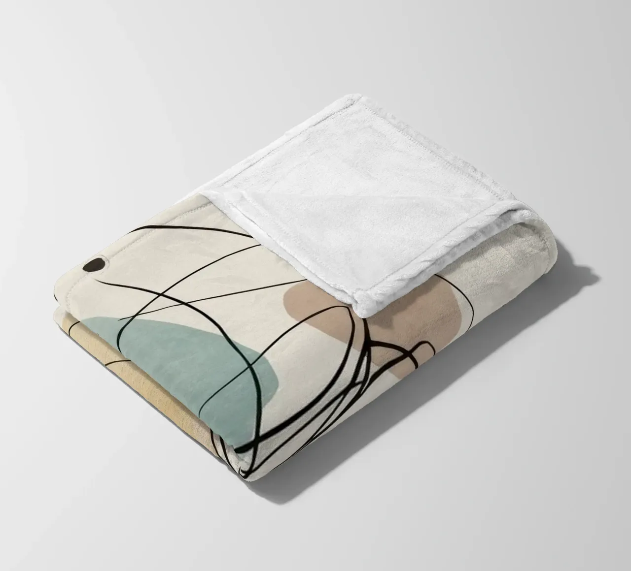 Abstract Minimalist Lines with Soft Color Shapes fleece blanket by Artbyvo