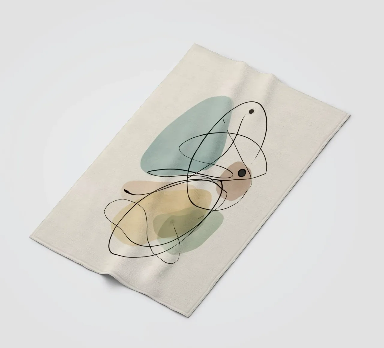 Abstract Minimalist Lines with Soft Color Shapes fleece blanket by Artbyvo