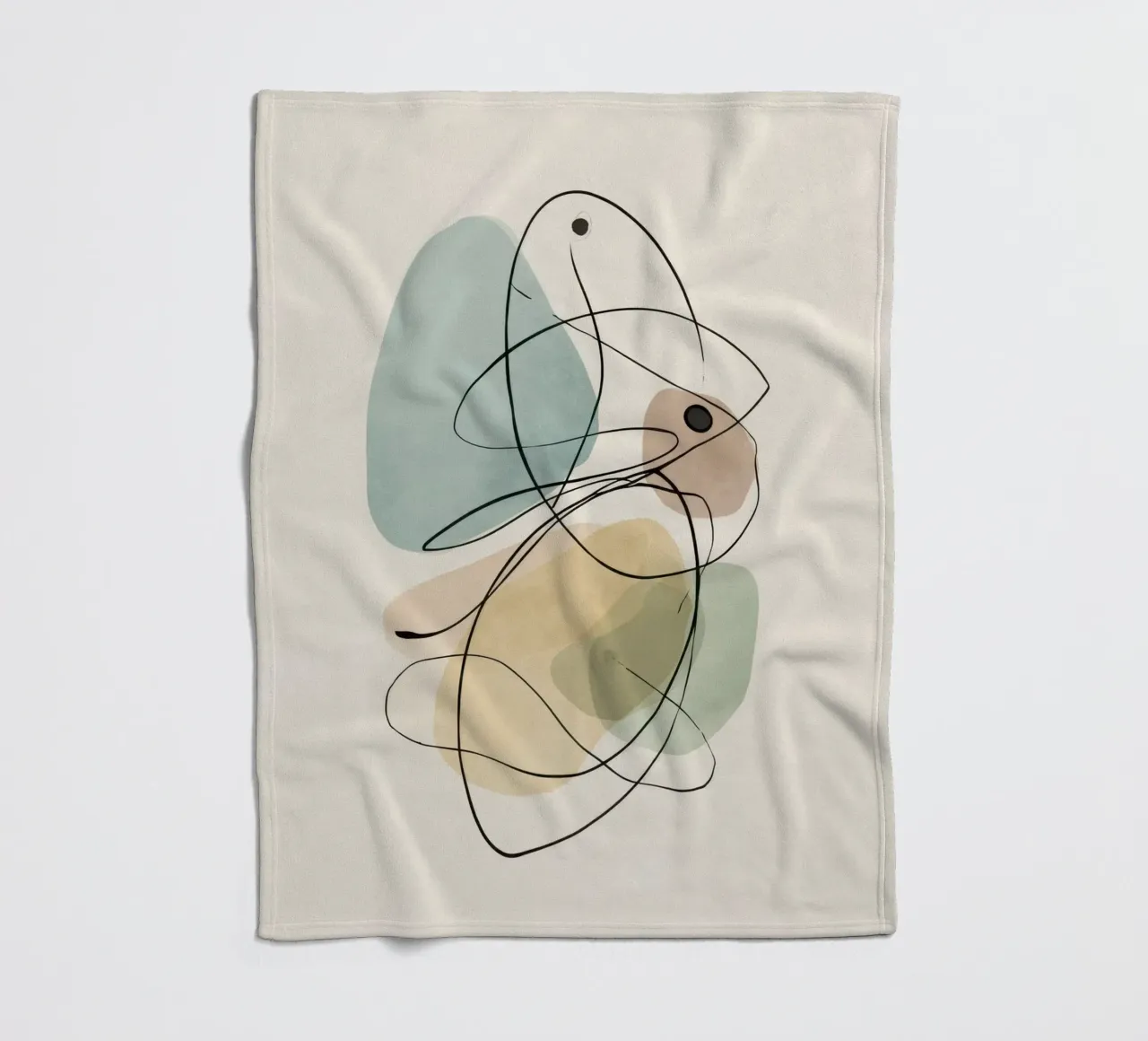 Abstract Minimalist Lines with Soft Color Shapes fleece blanket by Artbyvo