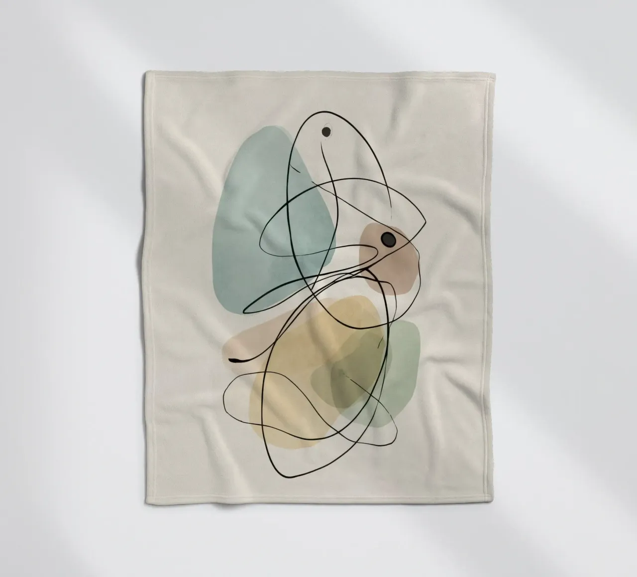 Abstract Minimalist Lines with Soft Color Shapes fleece blanket by Artbyvo