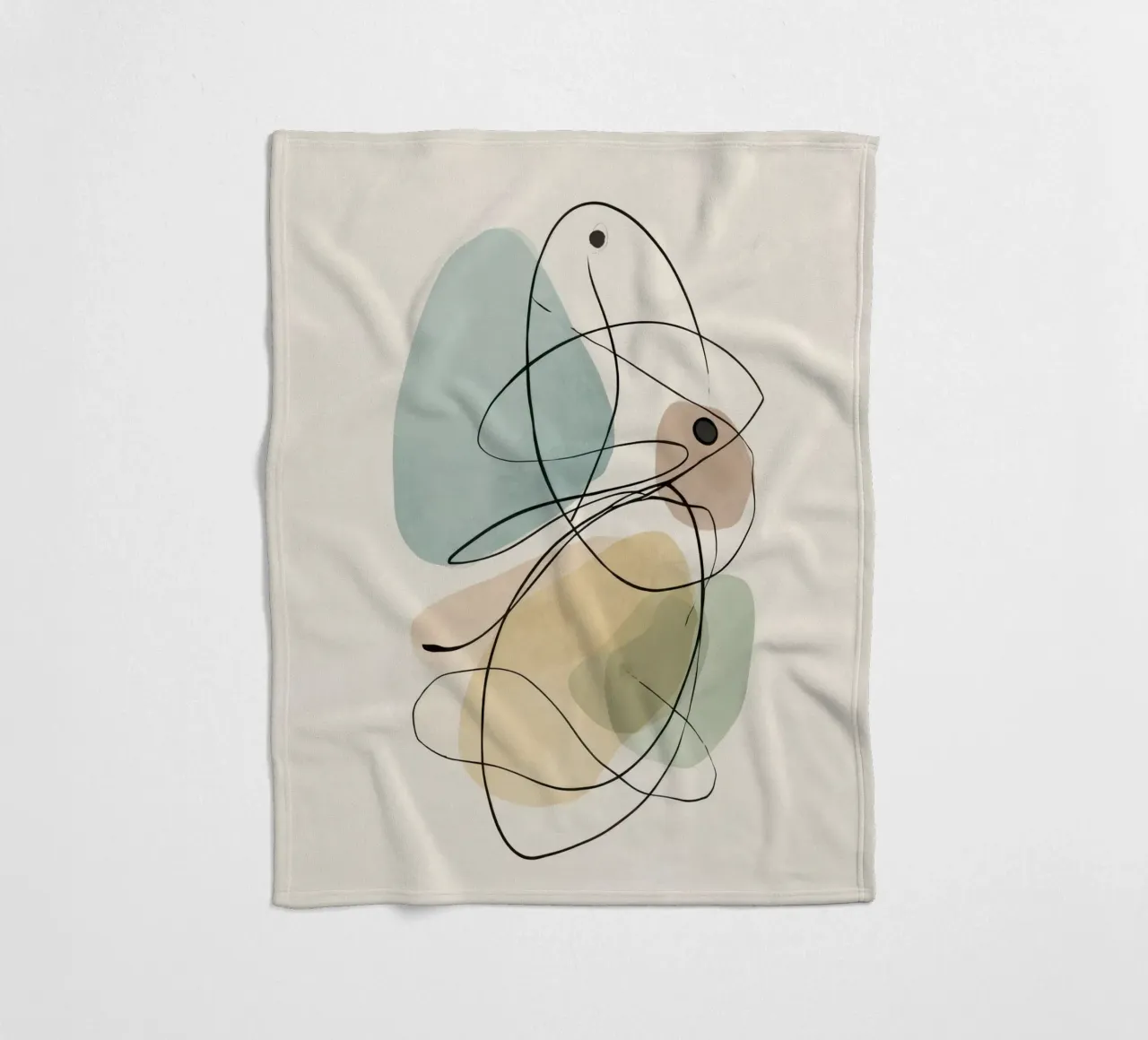 Abstract Minimalist Lines with Soft Color Shapes fleece blanket by Artbyvo