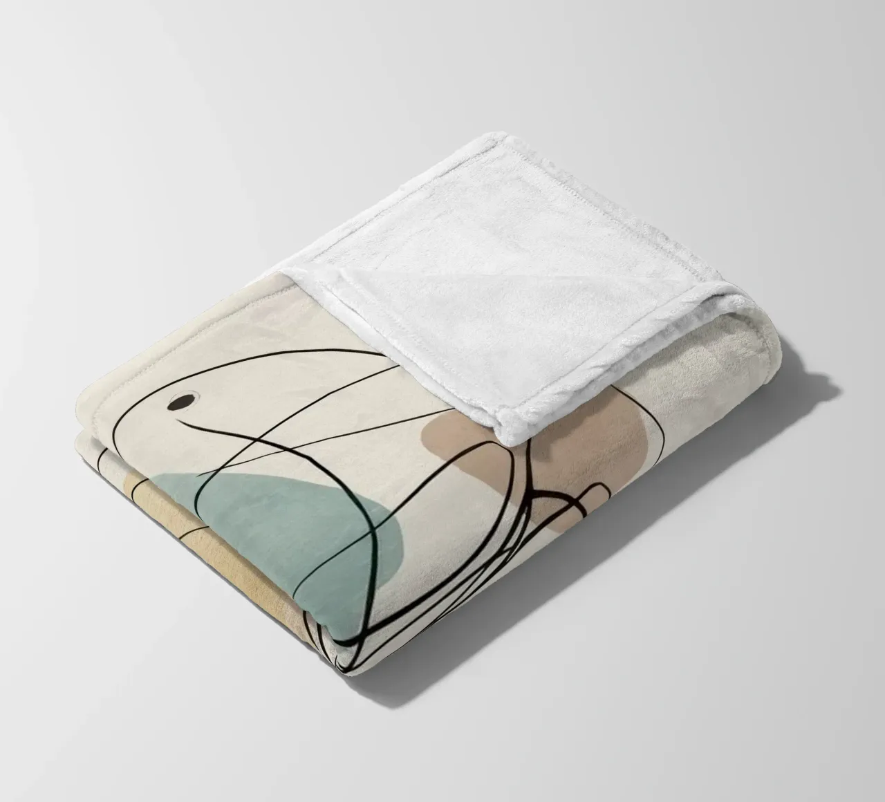 Abstract Minimalist Lines with Soft Color Shapes fleece blanket by Artbyvo