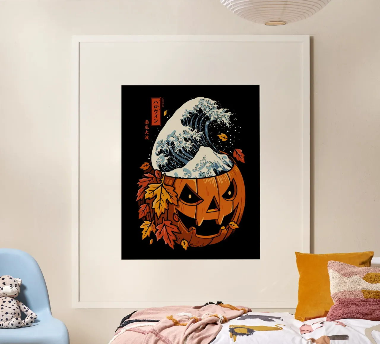 La grande onda della zucca poster con telaio in plastica da LM2KONE
