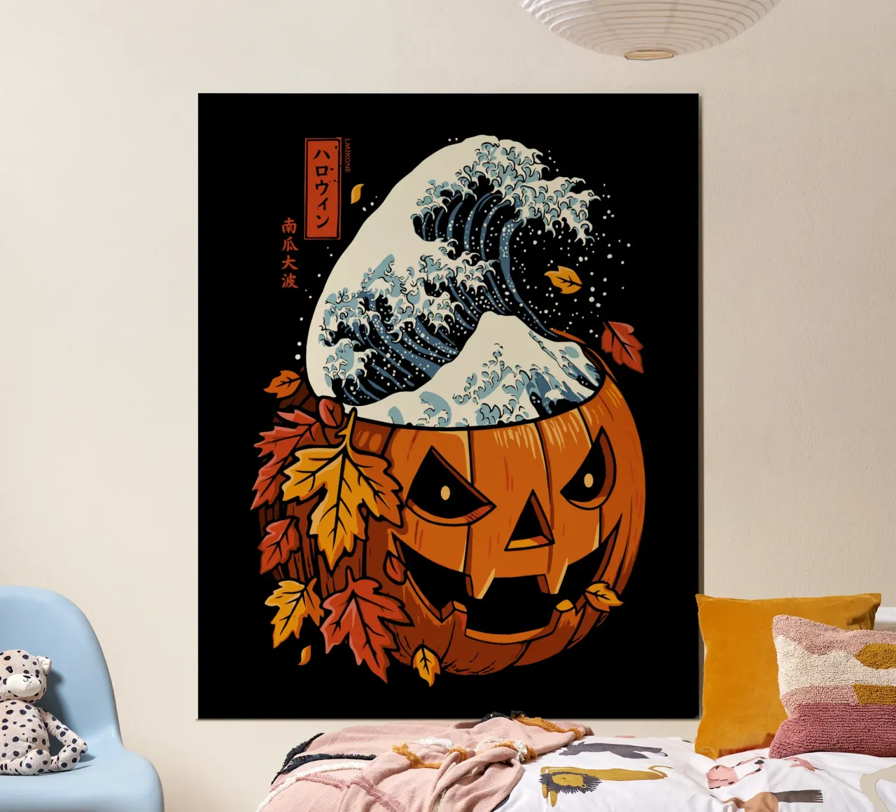 La grande onda della zucca poster con telaio in plastica da LM2KONE