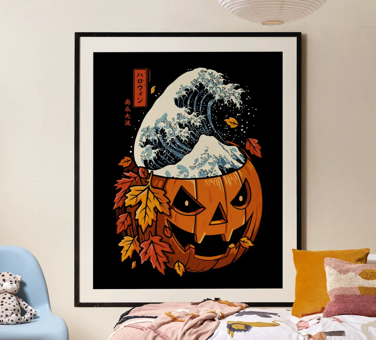 La grande onda della zucca poster con telaio in plastica da LM2KONE
