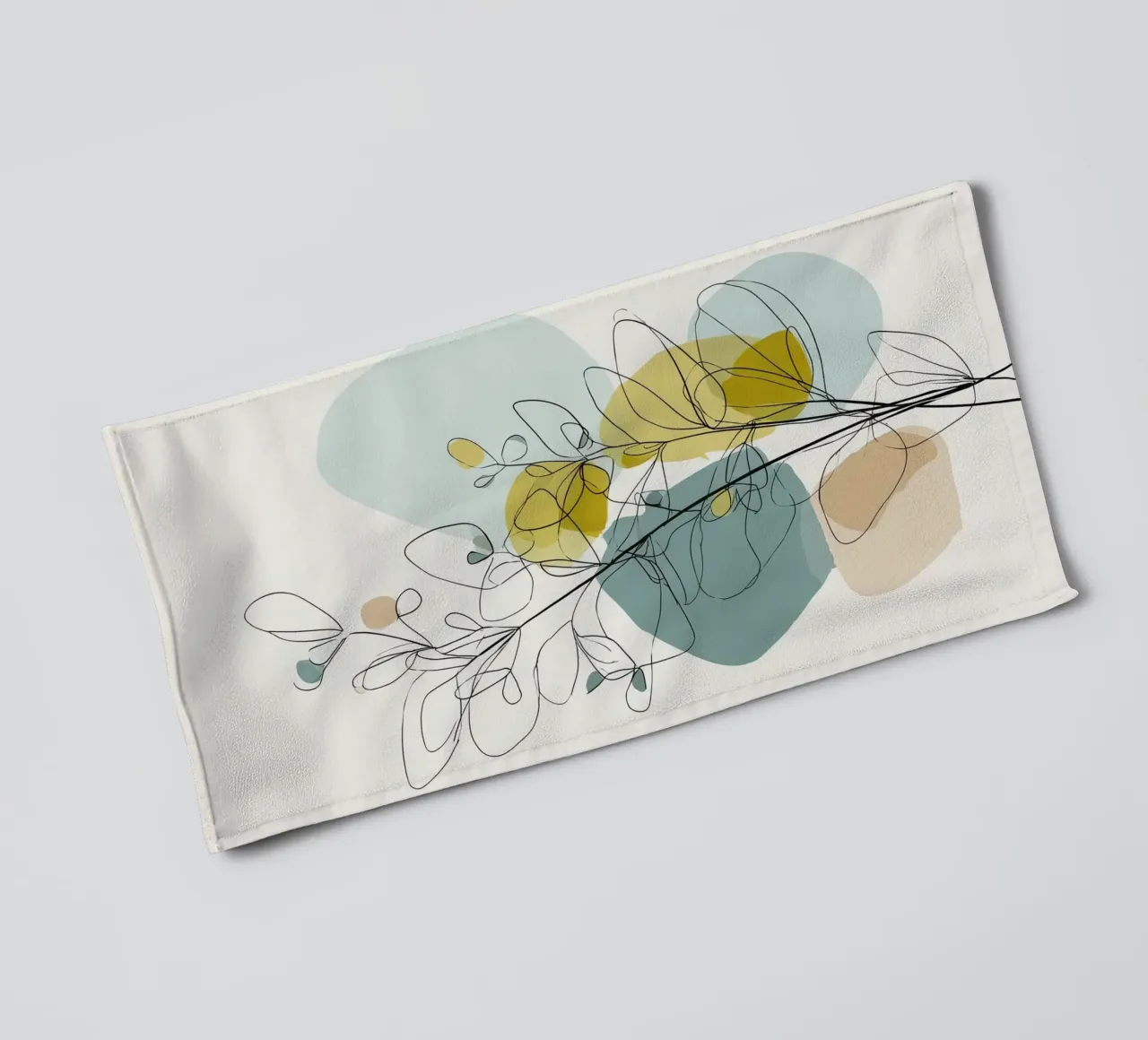 Minimalist Botanical Line Art with Soft Color Shapes towel by Artbyvo