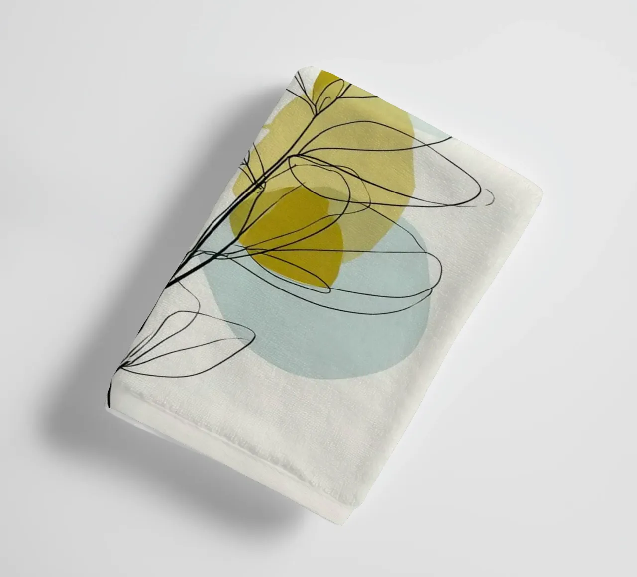 Minimalist Botanical Line Art with Soft Color Shapes towel by Artbyvo