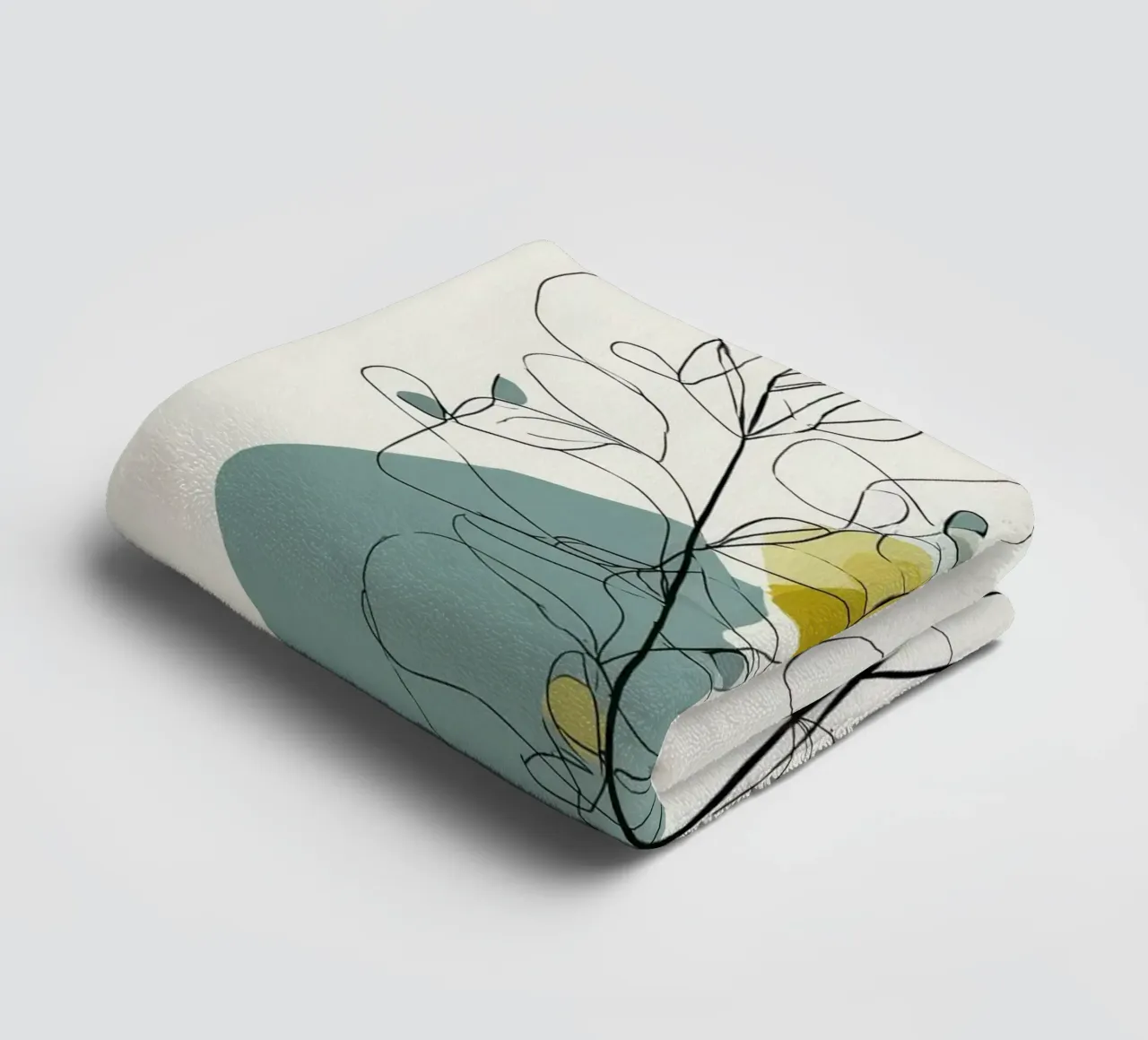 Minimalist Botanical Line Art with Soft Color Shapes towel by Artbyvo