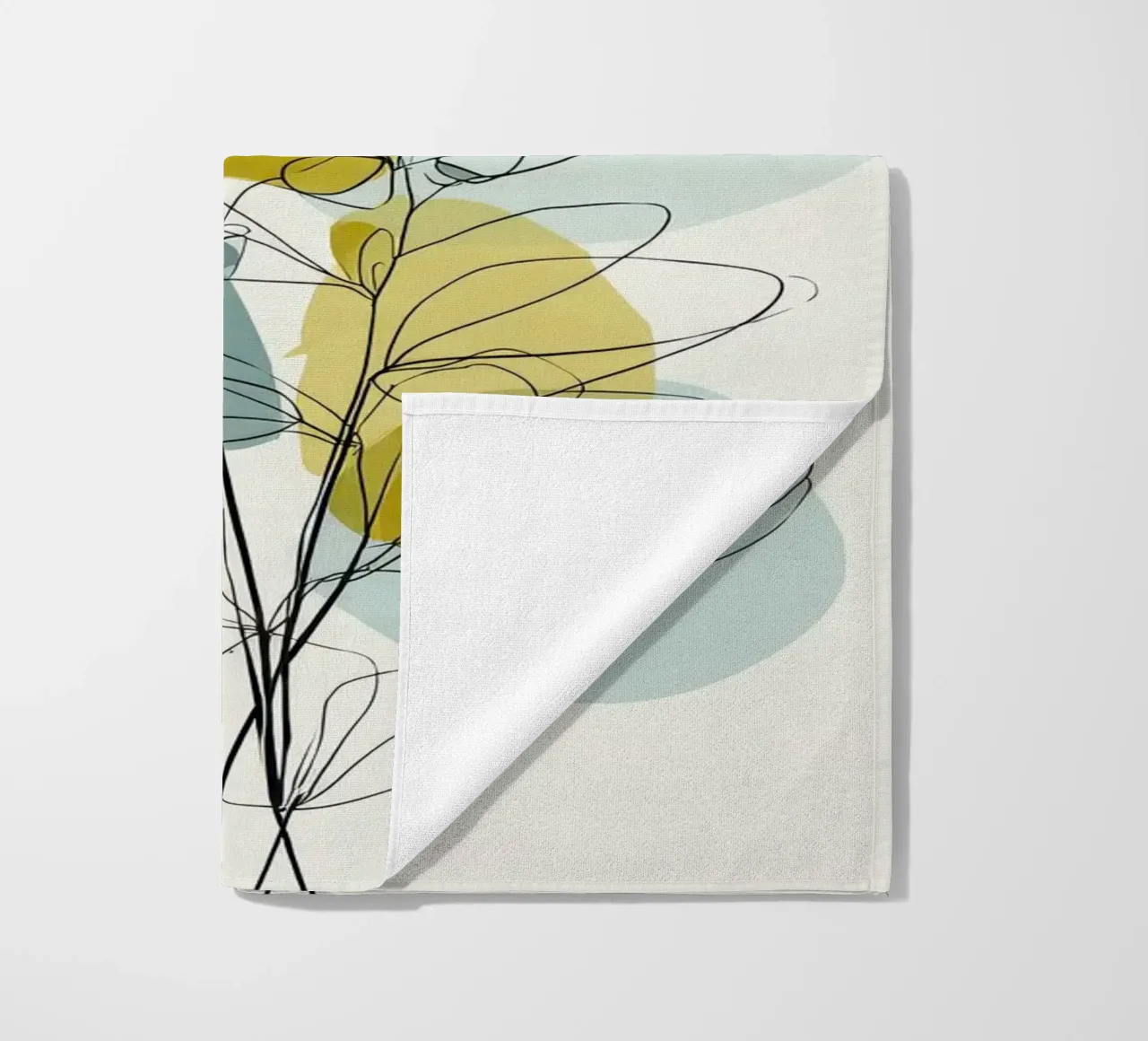 Minimalist Botanical Line Art with Soft Color Shapes beach towel by Artbyvo