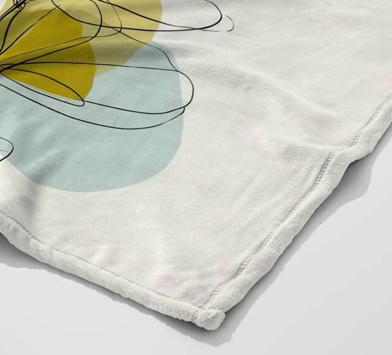Minimalist Botanical Line Art with Soft Color Shapes fleece blanket by Artbyvo