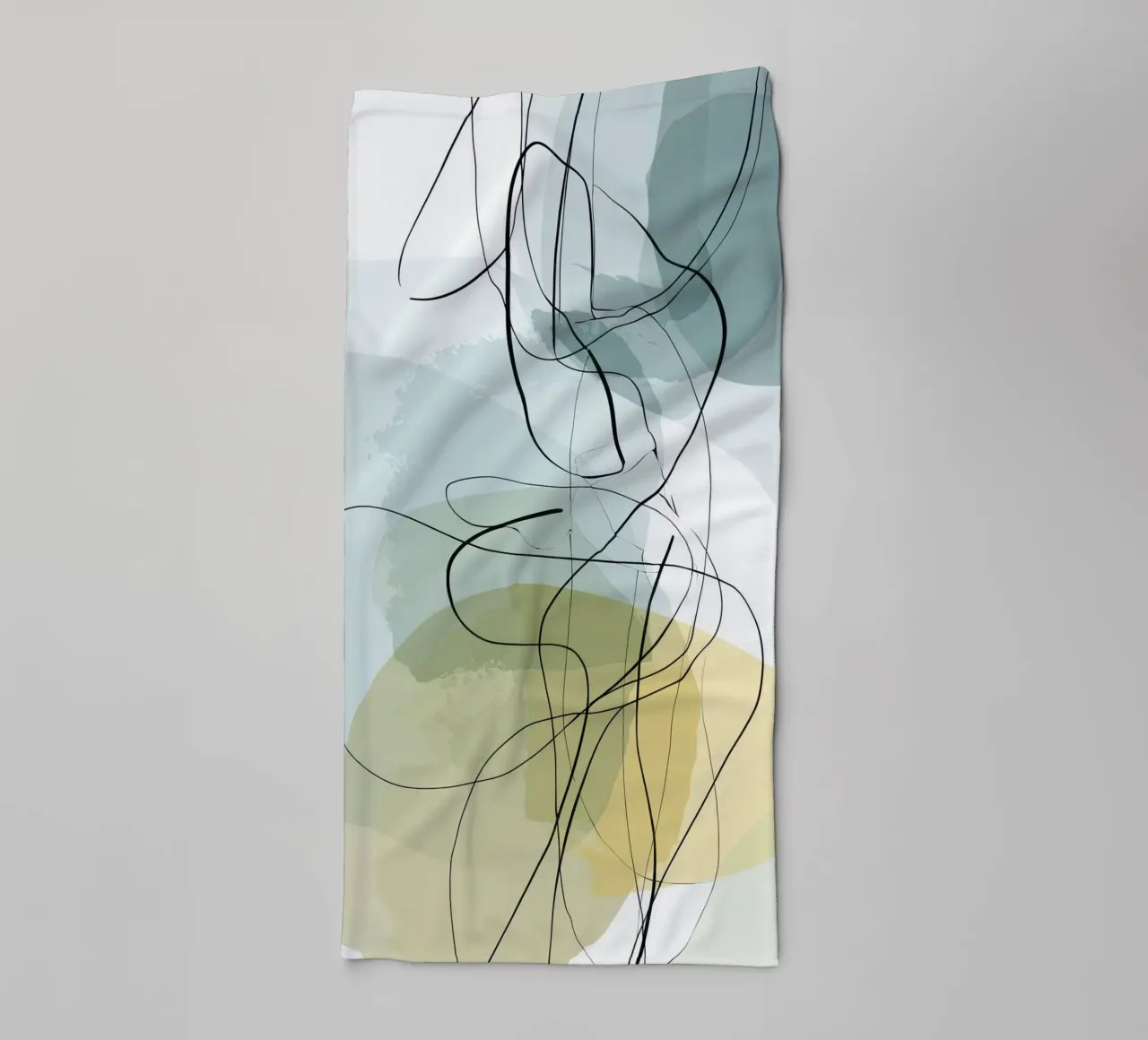 Minimalist Abstract Lines with Cool Color Shapes towel by Artbyvo