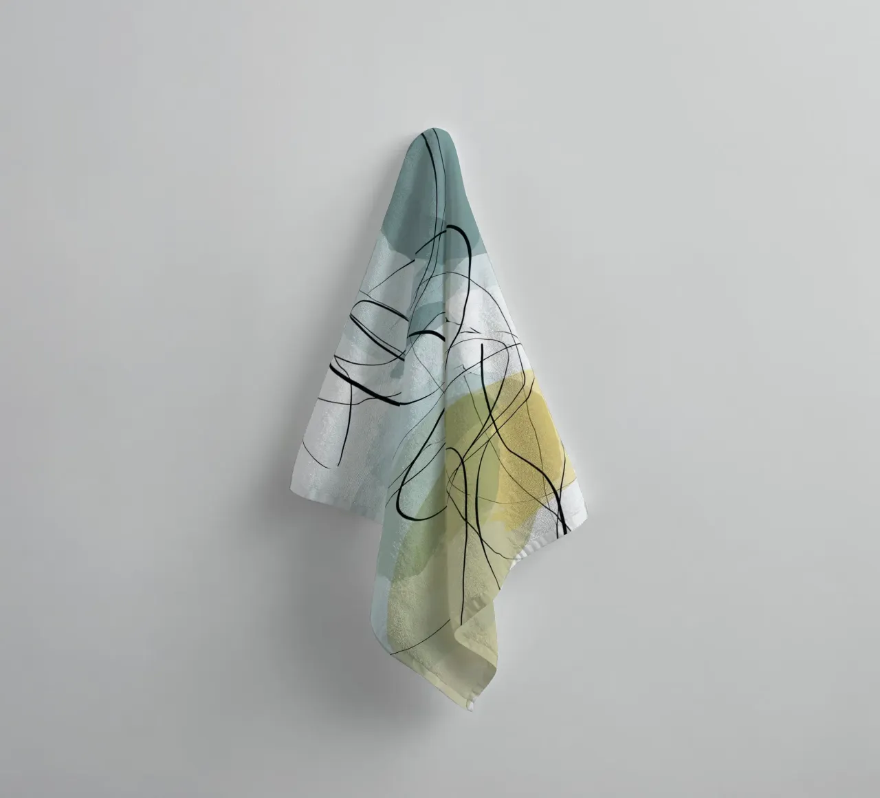 Minimalist Abstract Lines with Cool Color Shapes towel by Artbyvo