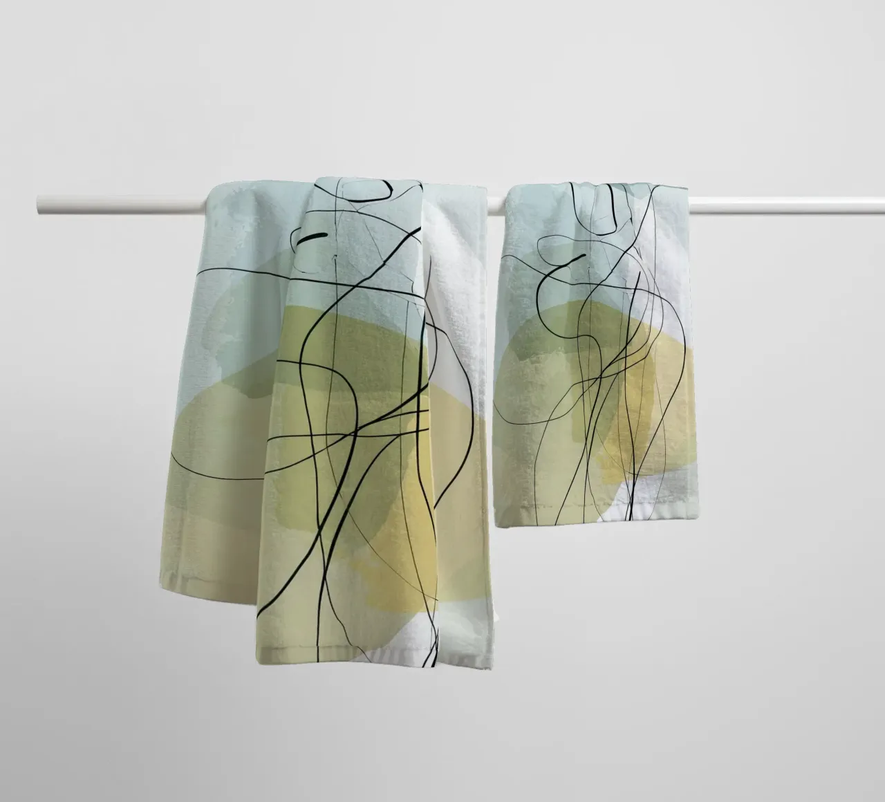 Minimalist Abstract Lines with Cool Color Shapes towel by Artbyvo