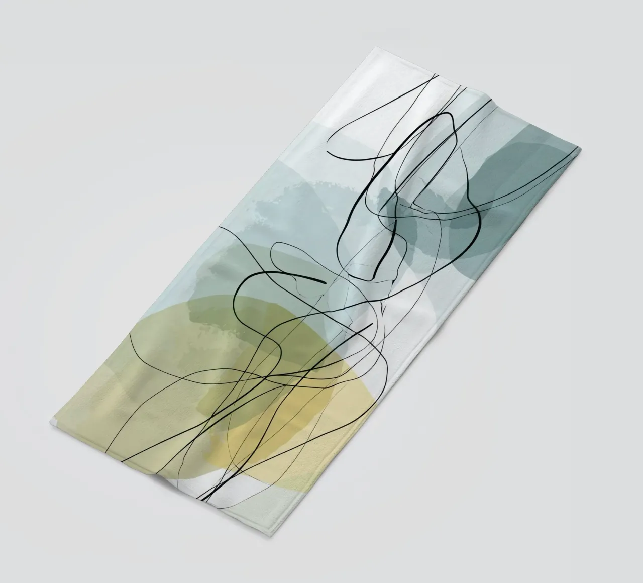 Minimalist Abstract Lines with Cool Color Shapes beach towel by Artbyvo