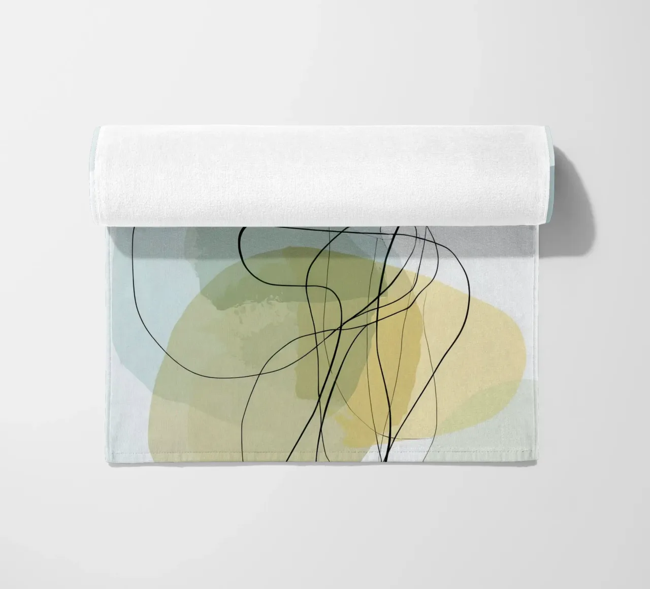 Minimalist Abstract Lines with Cool Color Shapes beach towel by Artbyvo