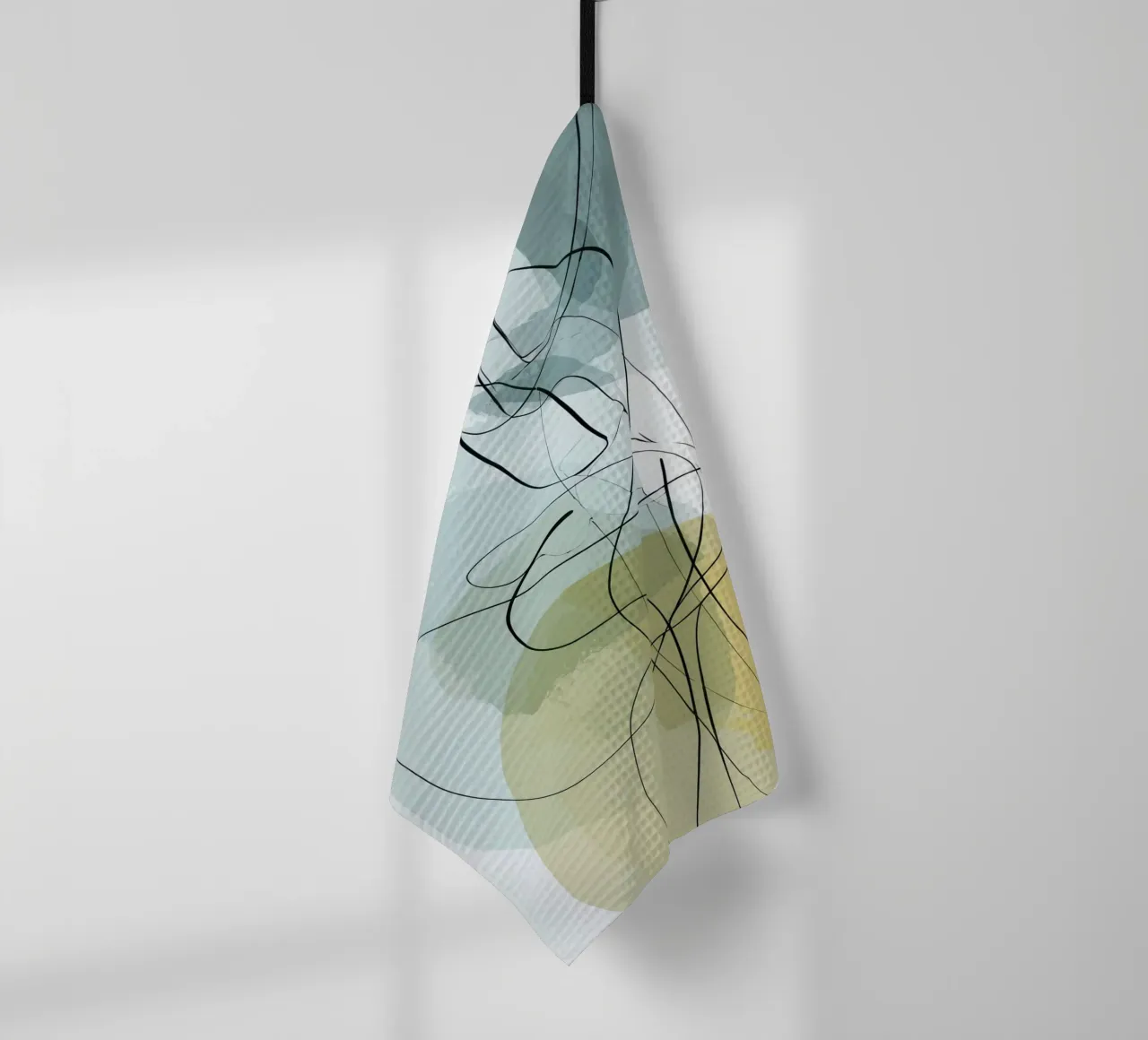 Minimalist Abstract Lines with Cool Color Shapes tea towel by Artbyvo