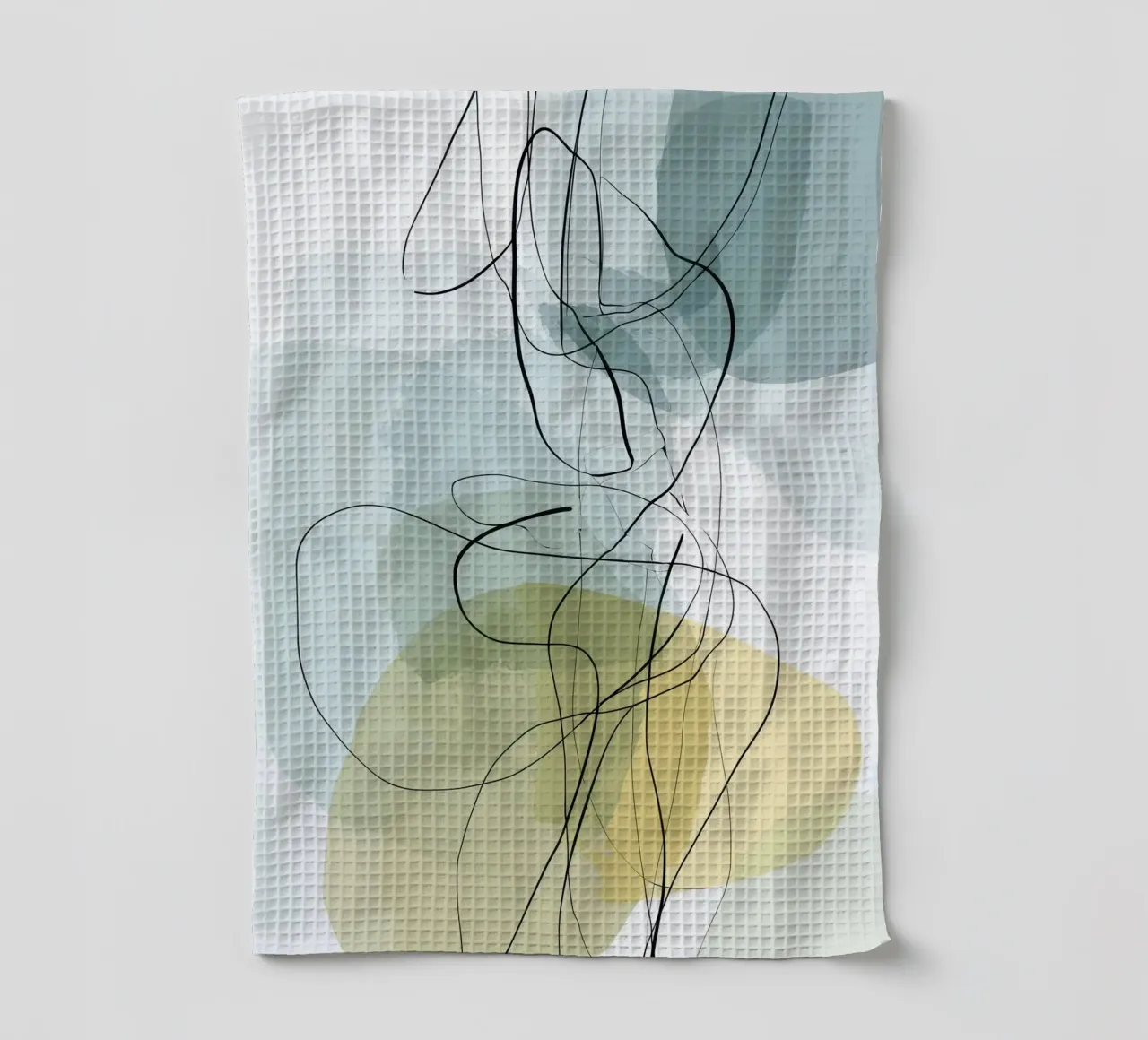 Minimalist Abstract Lines with Cool Color Shapes tea towel by Artbyvo