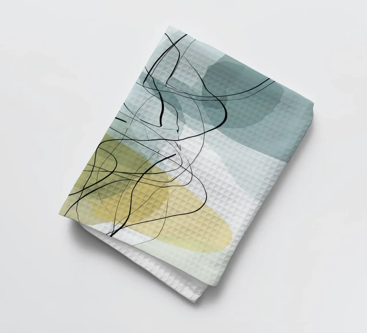 Minimalist Abstract Lines with Cool Color Shapes tea towel by Artbyvo